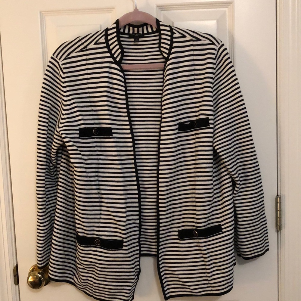 Blue/White Striped Knit Jacket from Talbots Woman.  Size X.  Excellent Condition